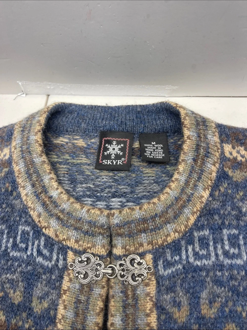 SKYR Sweater Womens Large Nordic Isle 100% Wool Shetland Cardigan